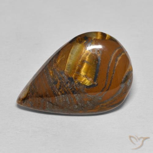 28.22ct Natural Marrón medio Matriz Ojo de Tigre, En forma de pera, Opaco