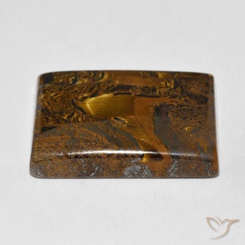 Matriz Ojo de Tigre Marrón dorado natural de 48.76 ct, Corte Baguette, Opaco