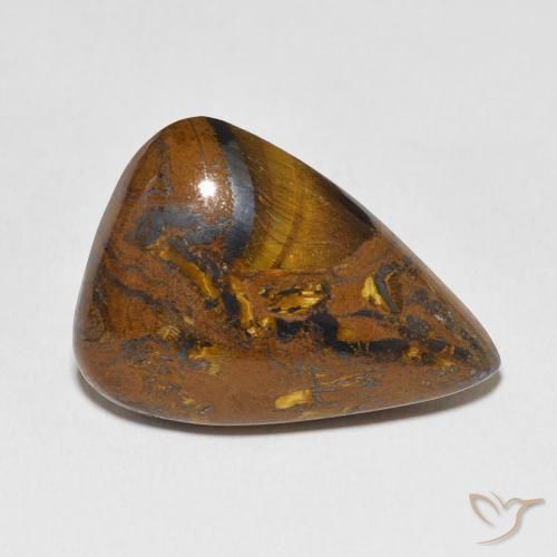 31.33ct Natural Marrón cálido Matriz Ojo de Tigre, En forma de pera, Opaco, Photo A