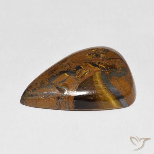 Matriz Ojo de Tigre Marrón cálido natural de 31.33 ct, En forma de pera, Opaco