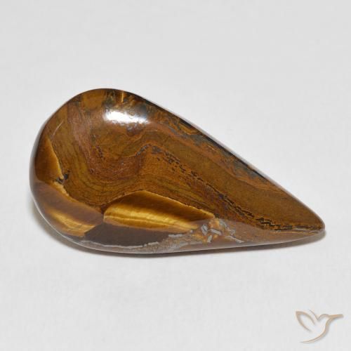 27.79ct Natural Marrón cálido Matriz Ojo de Tigre, En forma de pera, Opaco