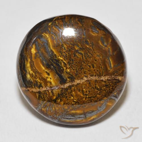 37.96ct Natural Marrón cálido Matriz Ojo de Tigre, Redondo, Opaco