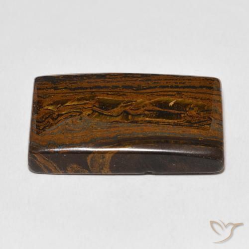 Matriz Ojo de Tigre Marrón dorado natural de 50.36 ct, Corte Baguette, Opaco