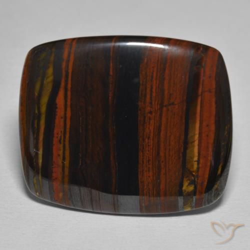 38.90ct Natural Multicolor Matriz Ojo de Tigre, Forma Cojín, Opaco