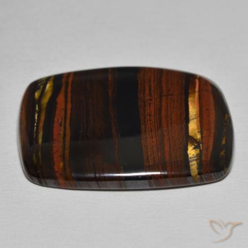 Matriz Ojo de Tigre Multicolor natural de 38.90 ct, Forma Cojín, Opaco