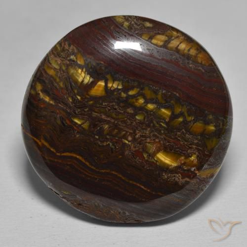 48.70ct Natural Multicolor Matriz Ojo de Tigre, Redondo, Opaco