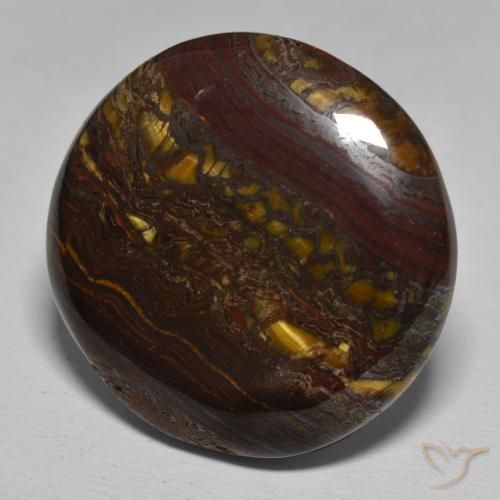 Matriz Ojo de Tigre Multicolor natural de 48.70 ct, Redondo, Opaco