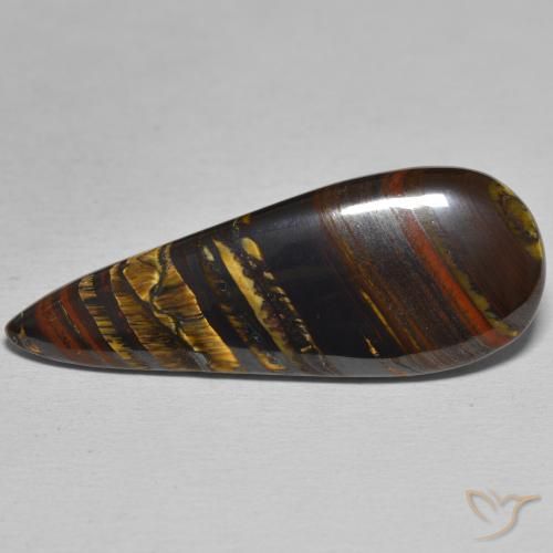 25.73ct Natural Multicolor Matriz Ojo de Tigre, En forma de pera, Opaco