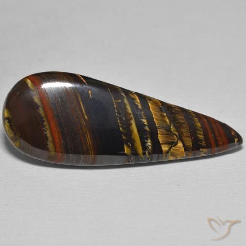 Matriz Ojo de Tigre Multicolor natural de 25.73 ct, En forma de pera, Opaco