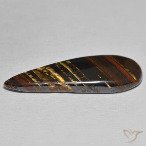 Matriz Ojo de Tigre Multicolor natural de 25.73 ct, En forma de pera, Opaco