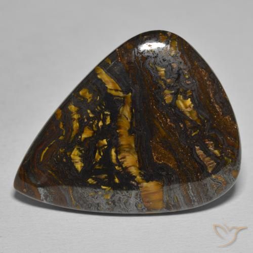 48.89ct Natural Multicolor Matriz Ojo de Tigre, En forma de pera, Opaco
