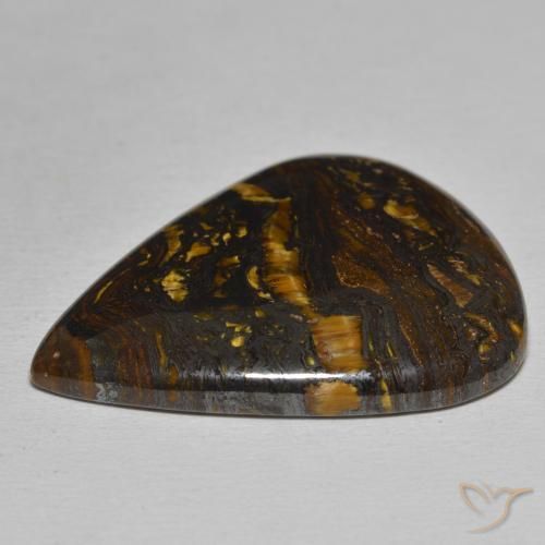Matriz Ojo de Tigre Multicolor natural de 48.89 ct, En forma de pera, Opaco