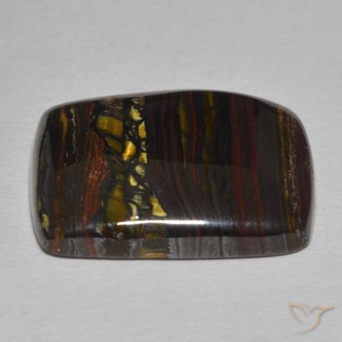 Matriz Ojo de Tigre Multicolor natural de 23.59 ct, Forma Cojín, Opaco