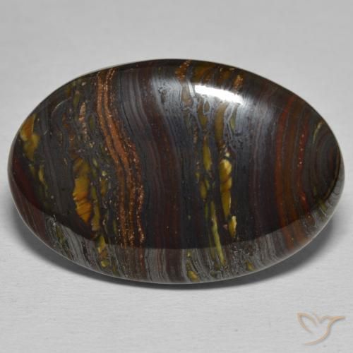 35.34ct Natural Multicolor Matriz Ojo de Tigre, Ovalada, Opaco