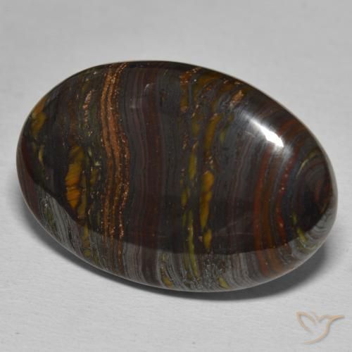 Matriz Ojo de Tigre Multicolor natural de 35.34 ct, Ovalada, Opaco