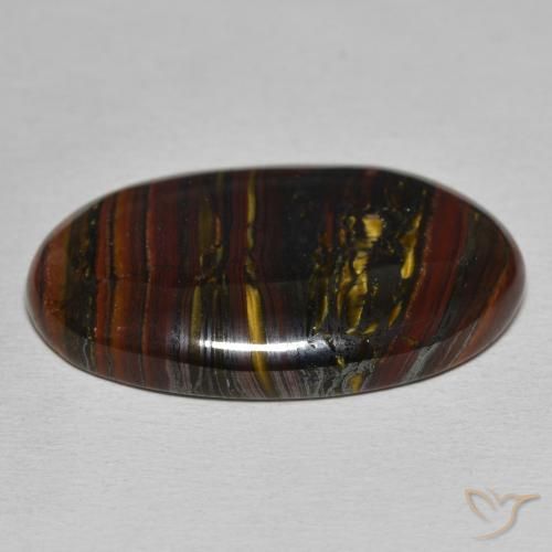 Matriz Ojo de Tigre Multicolor natural de 27.99 ct, Ovalada, Opaco