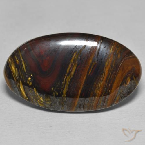 39.36ct Natural Multicolor Matriz Ojo de Tigre, Ovalada, Opaco