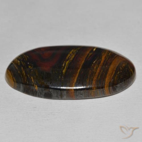 Matriz Ojo de Tigre Multicolor natural de 39.36 ct, Ovalada, Opaco