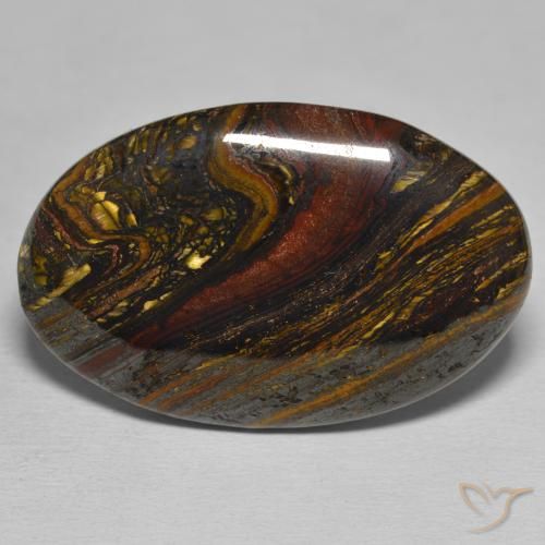39.36ct Natural Multicolor Matriz Ojo de Tigre, Ovalada, Opaco