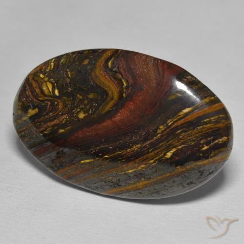Matriz Ojo de Tigre Multicolor natural de 39.36 ct, Ovalada, Opaco