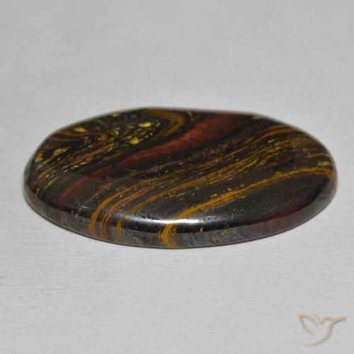 Matriz Ojo de Tigre Multicolor natural de 39.36 ct, Ovalada, Opaco