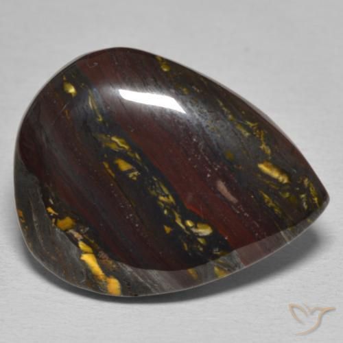 Matriz Ojo de Tigre Multicolor natural de 22.84 ct, En forma de pera, Opaco