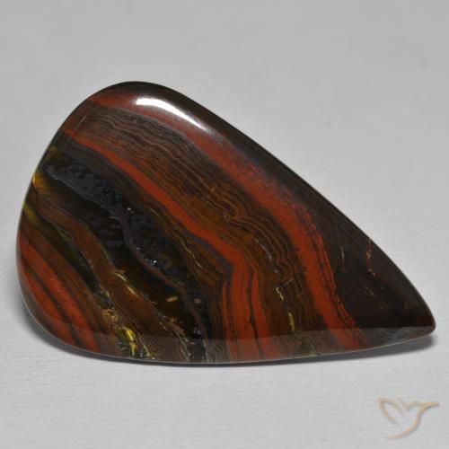 Matriz Ojo de Tigre Multicolor natural de 44.25 ct, En forma de pera, Opaco
