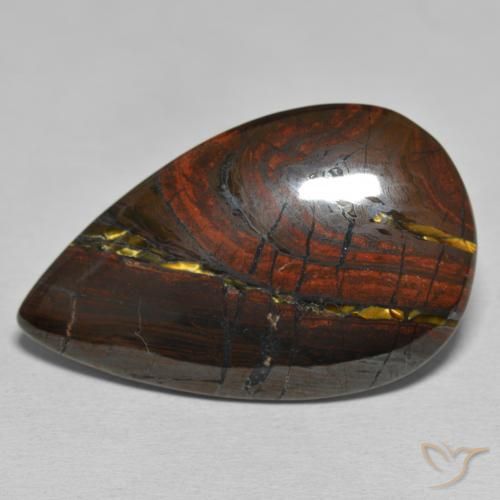33.40ct Natural Multicolor Matriz Ojo de Tigre, En forma de pera, Opaco