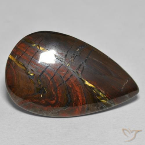 Matriz Ojo de Tigre Multicolor natural de 33.40 ct, En forma de pera, Opaco