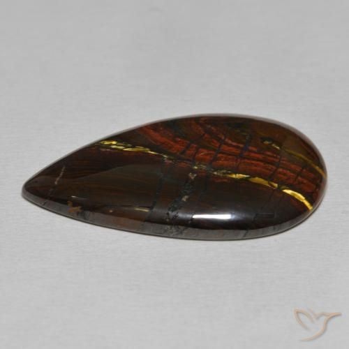 Matriz Ojo de Tigre Multicolor natural de 33.40 ct, En forma de pera, Opaco