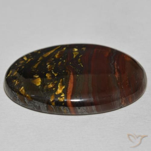 Matriz Ojo de Tigre Multicolor natural de 51.17 ct, Ovalada, Opaco