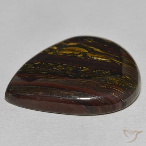 Matriz Ojo de Tigre Multicolor natural de 46.28 ct, En forma de pera, Opaco
