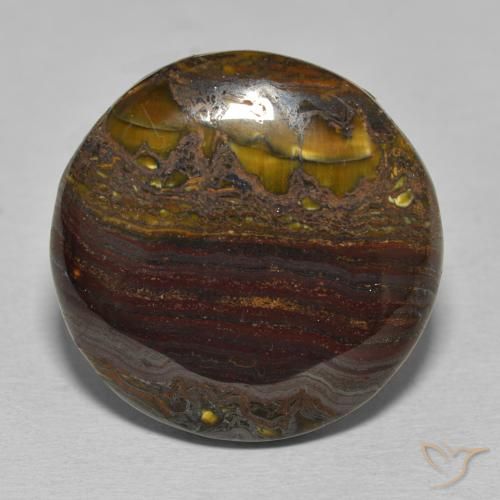 34.30ct Natural Multicolor Matriz Ojo de Tigre, Redondo, Opaco