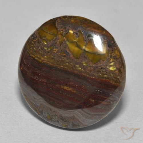 Matriz Ojo de Tigre Multicolor natural de 34.30 ct, Redondo, Opaco
