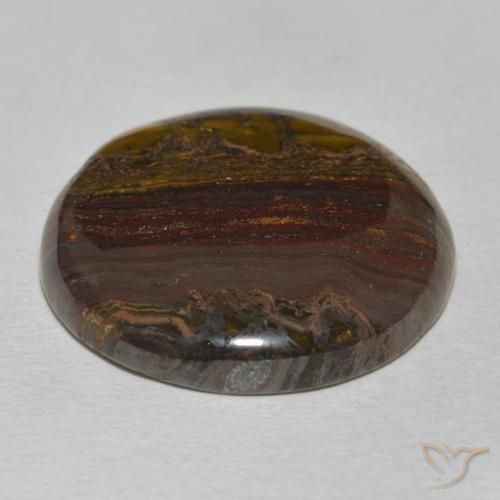 Matriz Ojo de Tigre Multicolor natural de 34.30 ct, Redondo, Opaco