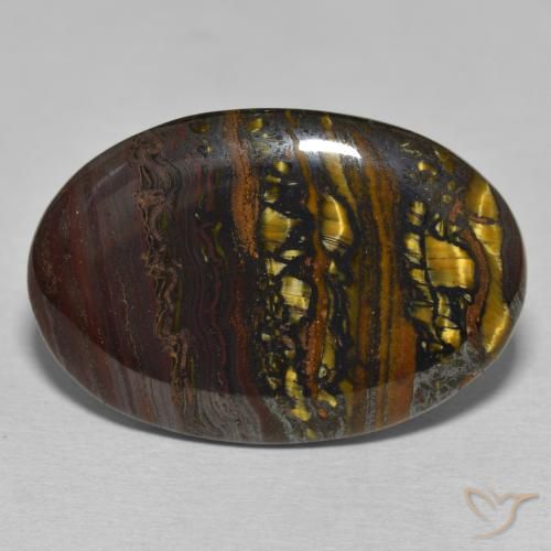 28.54ct Natural Multicolor Matriz Ojo de Tigre, Ovalada, Opaco
