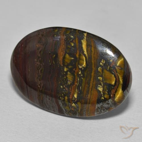 Matriz Ojo de Tigre Multicolor natural de 28.54 ct, Ovalada, Opaco