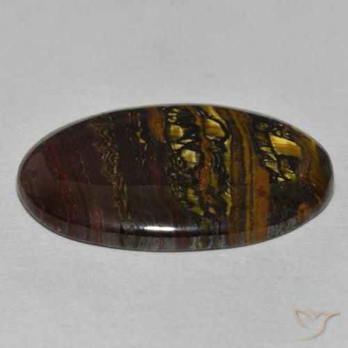 Matriz Ojo de Tigre Multicolor natural de 28.54 ct, Ovalada, Opaco