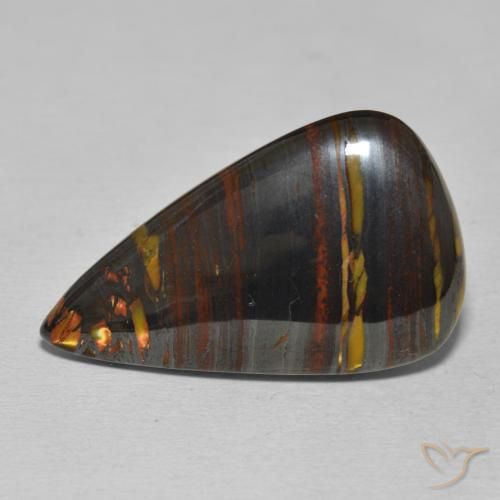 25.45ct Natural Multicolor Matriz Ojo de Tigre, En forma de pera, Opaco