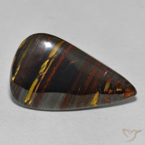 Matriz Ojo de Tigre Multicolor natural de 25.45 ct, En forma de pera, Opaco