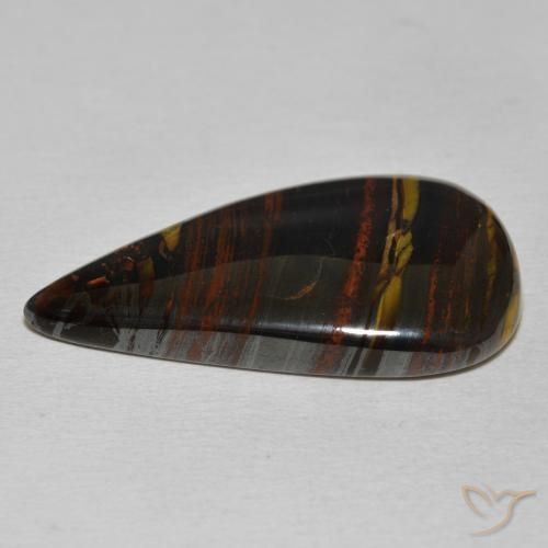 Matriz Ojo de Tigre Multicolor natural de 25.45 ct, En forma de pera, Opaco