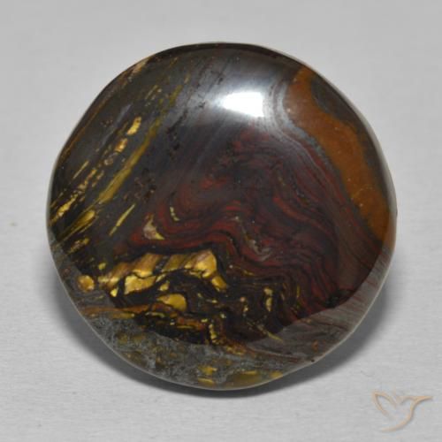 33.67ct Natural Multicolor Matriz Ojo de Tigre, Redondo, Opaco