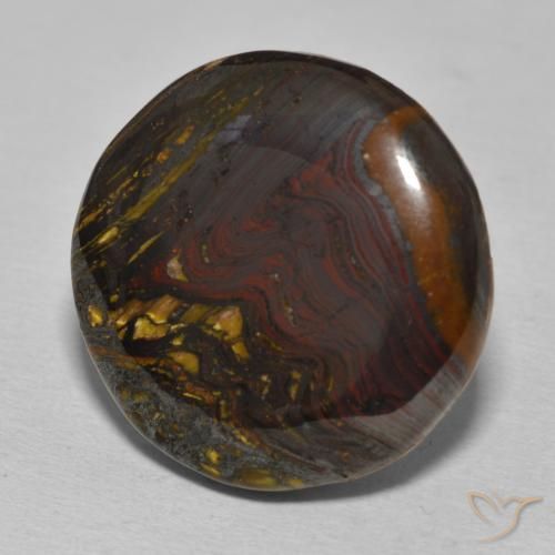 Matriz Ojo de Tigre Multicolor natural de 33.67 ct, Redondo, Opaco
