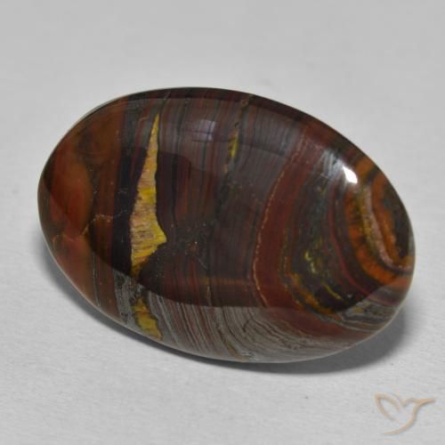 Matriz Ojo de Tigre Multicolor natural de 34.77 ct, Ovalada, Opaco