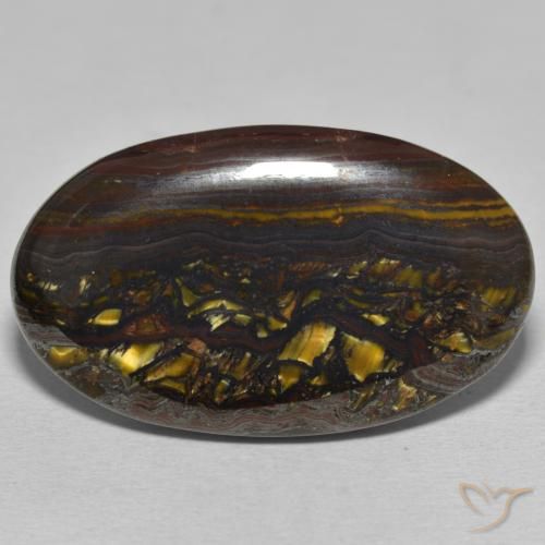 46.05ct Natural Multicolor Matriz Ojo de Tigre, Ovalada, Opaco