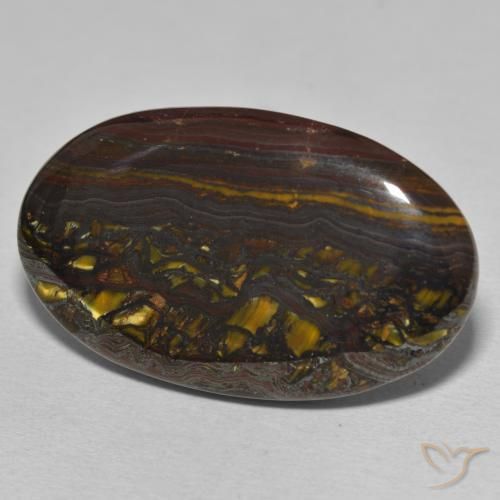 Matriz Ojo de Tigre Multicolor natural de 46.05 ct, Ovalada, Opaco