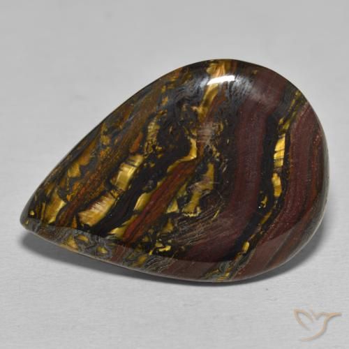 39.37ct Natural Multicolor Matriz Ojo de Tigre, En forma de pera, Opaco