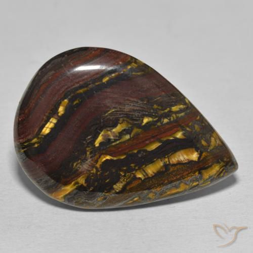 Matriz Ojo de Tigre Multicolor natural de 39.37 ct, En forma de pera, Opaco