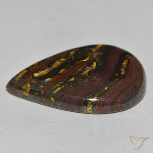 Matriz Ojo de Tigre Multicolor natural de 39.37 ct, En forma de pera, Opaco