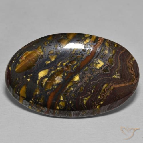 48.07ct Natural Multicolor Matriz Ojo de Tigre, Ovalada, Opaco